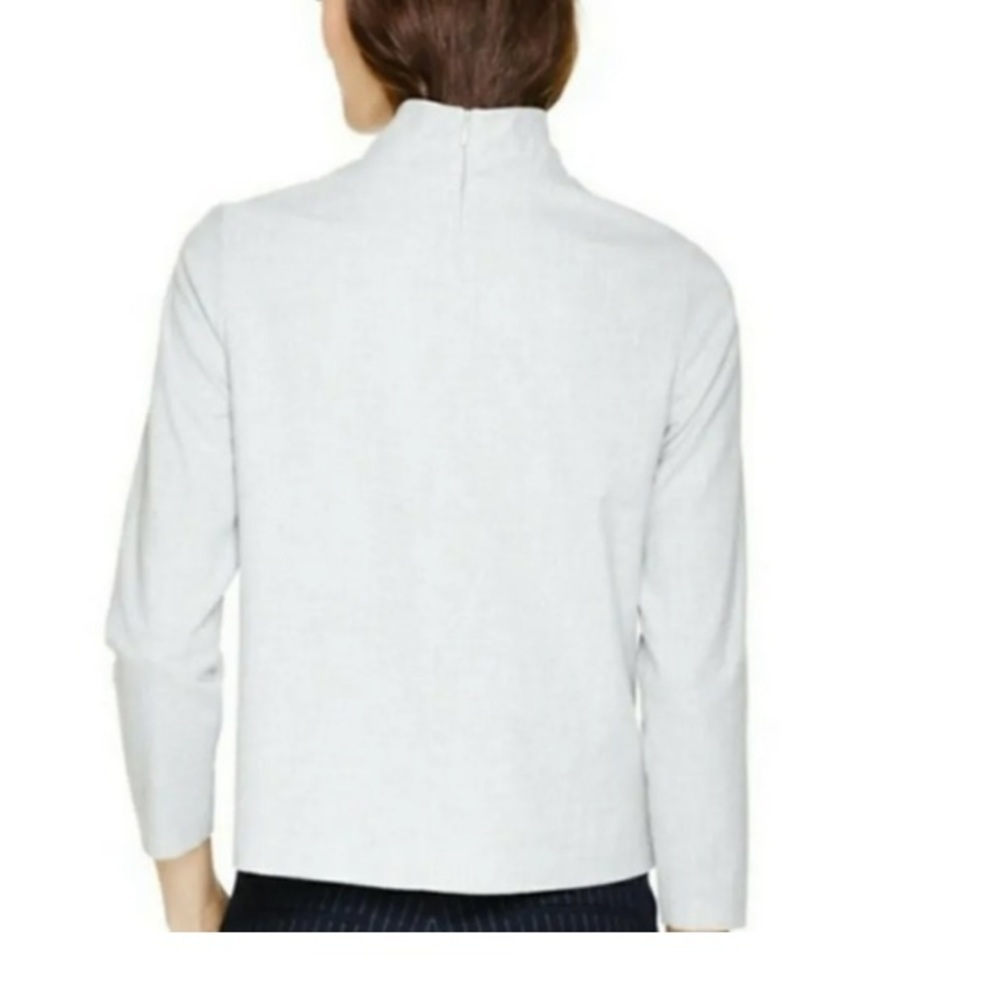 ❗️SOLD❗️ARITZIA Babaton Blair Grey Mock Neck Flannel Blouse Top Size L - Picture 3 of 9
